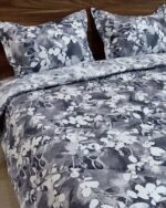 ست لحاف روتختی دونفره نخ پنبه ترک ایرانی سرویس لحاف خواب گلدار سفید مشکی طوسی