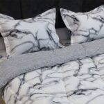 ست لحاف روتختی دونفره نخ پنبه ترک ایرانی سرویس لحاف خواب طرح سنگ سفید طوسی