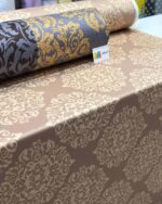 ملحفه طرحدار کرم قهوه ای طوسی ملحفه فیلور یزد ملحفه کتان نخ