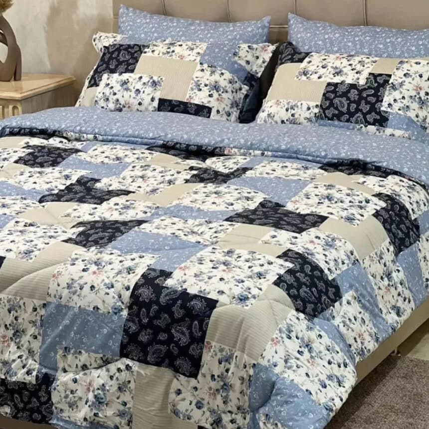 روتختی نخی چهل تیکه روتختی گلدار آبی روتختی دونفره ابی