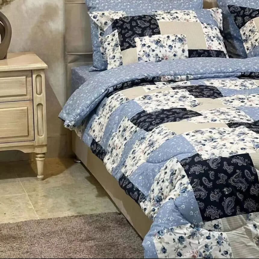 روتختی نخی چهل تیکه روتختی گلدار آبی روتختی دونفره ابی