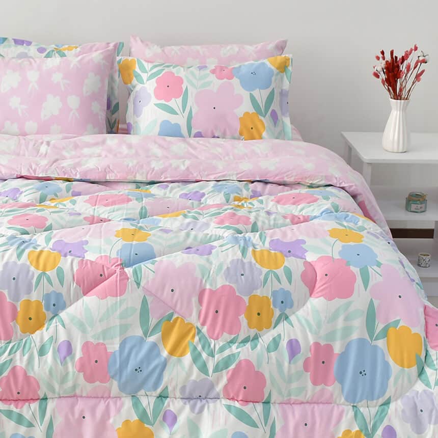 روتختی دونفره تمام نخ روتختیدونفره گلدار رنگ شاد روتختی فیلور