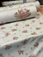 ملحفه گلدار ملحفه کرم روشن ملحفه نخی فیلور پارچه روتختی کرم