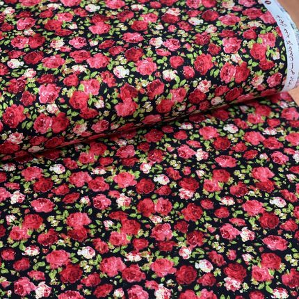 پارچه گلدار بروجرد پارچه کتان بروجرد پارچه گل ریز تمام پنبه پارچه گلدار زمینه مشکی