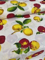 پارچه میوه ای نخی پارچه طرح سیب پارچه اهاردار اشپزخانه